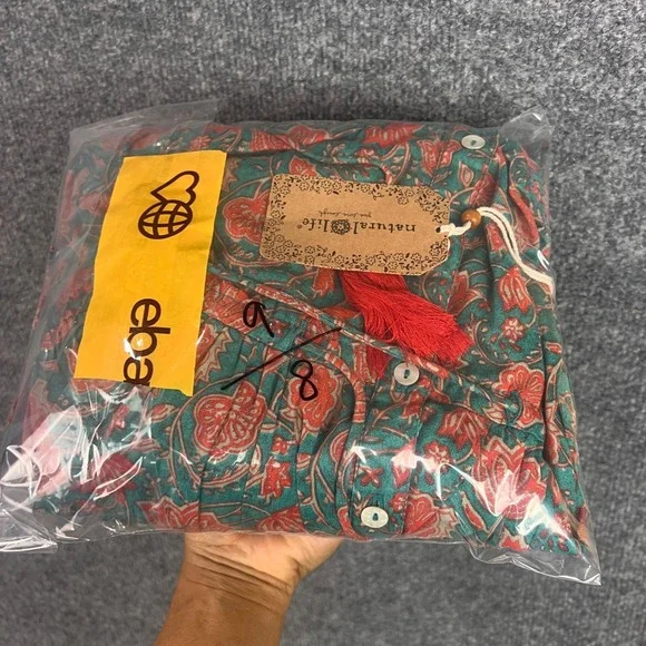 NEW Natural Life XL Women Teal Orange Floral  Button Down Madi Dress - Picture 9 of 9